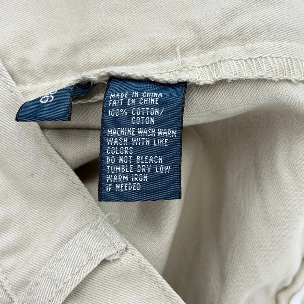 Polo Ralph Lauren Mens 36 Pleated Chino Shorts Beige Classic Fit Cotton Twill